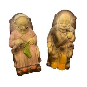 Vtg‎ Grandpa and Grandma Rocking Chairs Coin Banks Made in Hong Kong 6"x4"